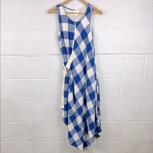 Anthropologie Maeve belted gingham check midi dress - Picture 1 of 5